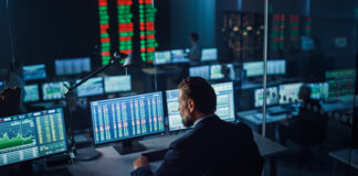 Professional Financial Data Analysts Working in a Modern Monitor