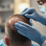 Symbolbild: Doctor examining patient scalp for hair loss treatment. Copyright: ЮРИЙ ПОЗДНИКОВ. Generiert mit KI. stock.adobe.com